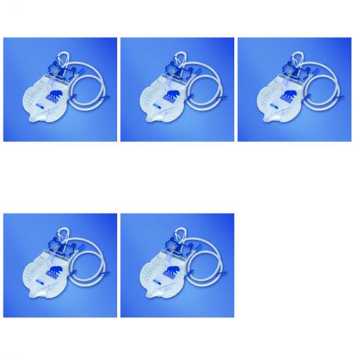5 x UROSID URINDRAINAGESYSTEM 2L 120cm SCHLAUCH STERIL SENKRECHTER ABLASS + HALTERUNG
