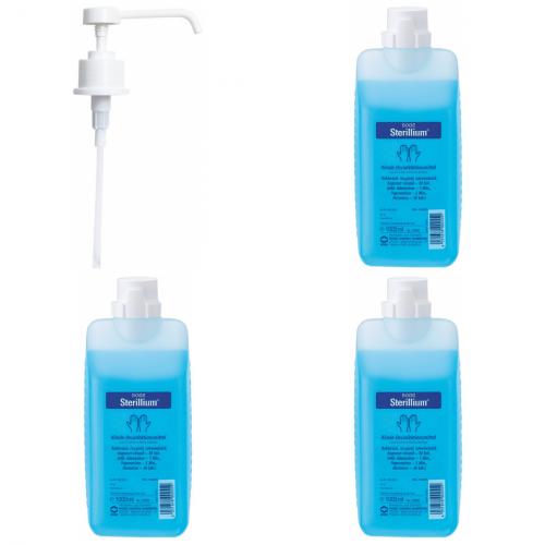 Sterillium Sparset 3x 1000ml + 1x EINMALPUMPE LA AUS 1 L