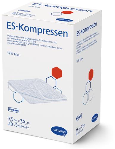 ES-KOMPRESSEN steril 7,5x7,5 cm 12fach Gropackung 20x5 Stck