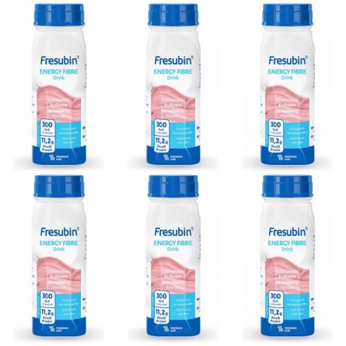 FRESUBIN ENERGY Fibre DRINK Erdbeere Trinkflasche 6X4X200ml