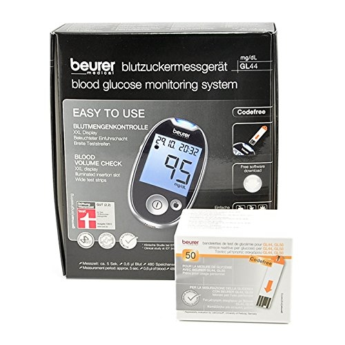 Beurer GL 44 Blutzuckermessgert mg/dl inkl. 50 Stck Beurer GL 44/50 Teststreifen