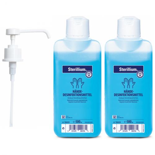 Sterillium 500ml Set 2x + 1xEINMALPUMPE LA AUS 350/500