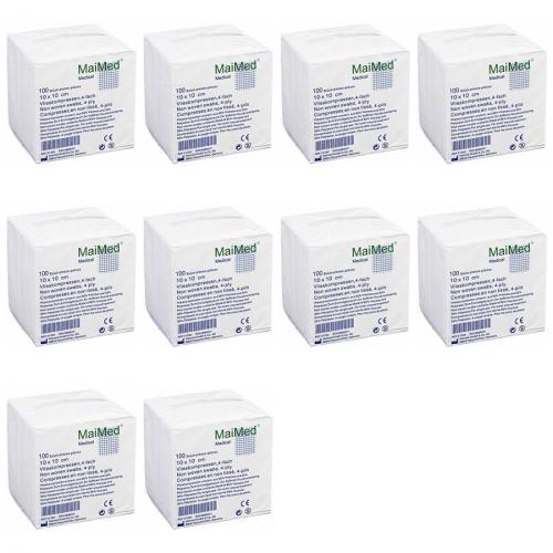10x Maimed Vlieskompresse 10x10cm unst. 100 Stck
