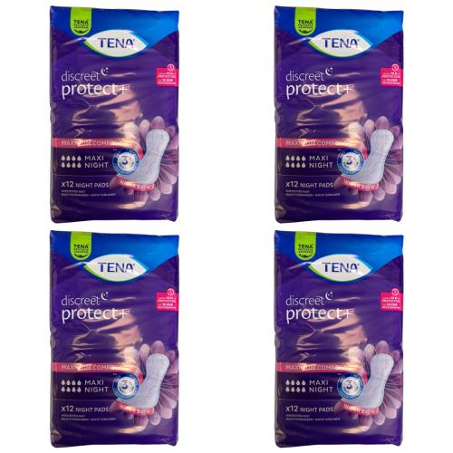 4x TENA LADY Discreet Einlagen maxi night 12 Stk.