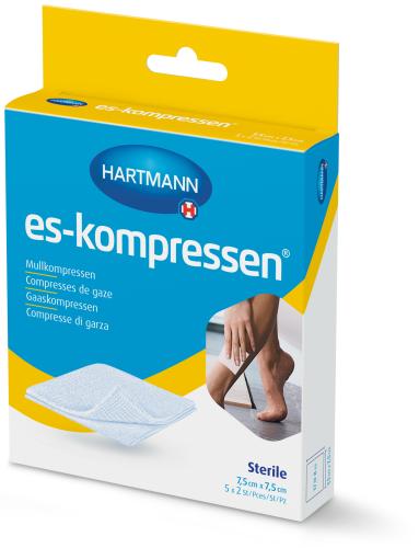 ES-KOMPRESSEN steril 7,5x7,5 cm 8fach 17fdig 5x2 Stck
