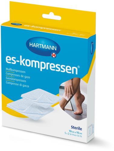 ES-KOMPRESSEN steril 10x10 cm 8fach 17fdig 5x2 Stck
