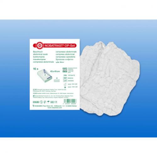 NOBATRAST OP-Set Bauchtuch 45x45cm 4f wei m.Schl. 16x 2 Stck
