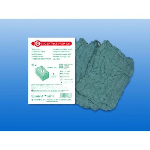 NOBATRAST OP-Set Bauchtuch 45x45cm 6f grn m.Schl. 10x 5 Stck