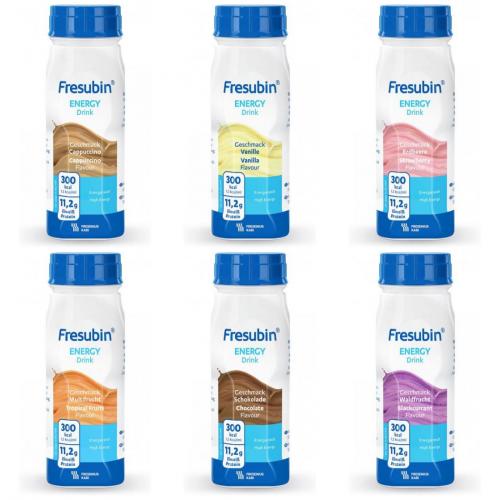 Fresubin Energy Probier-Set 6x200ml 1x Cappuccino, 1x Erdbeere, 1x Multifrucht, 1x Schokolade, 1x Vanille, 1x Waldfrucht je 200ml